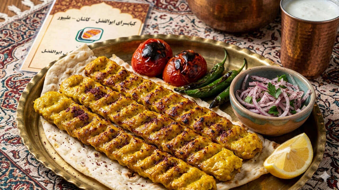 سینی کباب کوبیده و جوجه کاشان